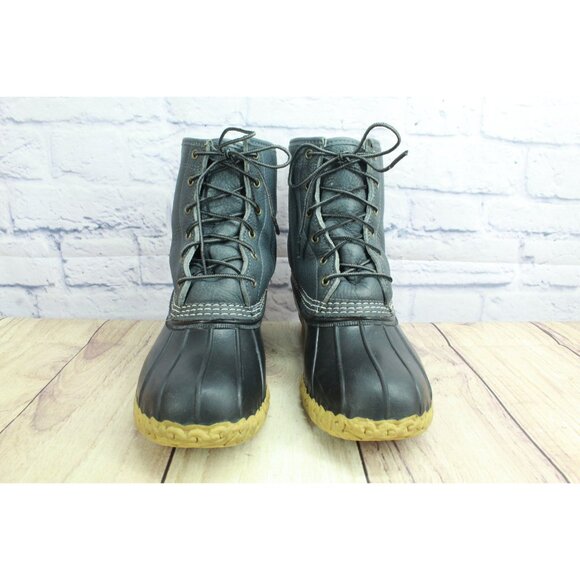 LL Bean Bean Boots 8" Fleece Lined Insulated Black Gum Slate Plaid 10 M - Picture 4 of 10